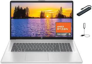 HP 17.3 inch FHD Display Laptop, AMD Ryzen 5 7520U, 8GB DDR5 RAM, 1TB SSD, AMD Radeon Graphics, Bluetooth, Wi-Fi, Silver, Windows 11 Home with Mazepoly Accessories