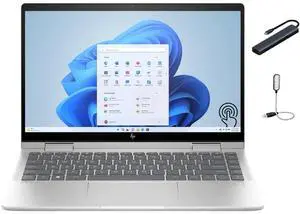HP Envy x360 2-in-1 14 inch FHD IPS Touch Laptop, Intel Core 5 120U 10-Core, 8GB RAM, 1TB SSD, Fingerprint, Backlit Keyboard, WiFi, Bluetooth, Win 11 Home, Natural Silver with Mazepoly Accessories