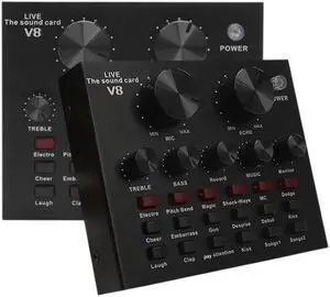 V8 Sound Card Audio Set Interface External Usb Live Microphone Sound Card Bluetooth Function for Computer Pc Mobile Phone Singin