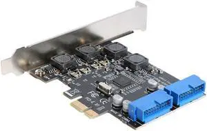 ALLOYSEED USB3.0 Add On Card Front PCI-E to 19/20 Pin Interface Adapter USB 3.0 PCIe PCI Express Expansion Card For Desktop PC