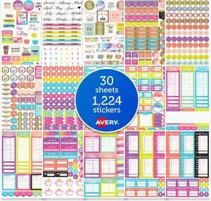 Avery Budget Planner Sticker Variety Pack, 30 Sticker Sheets, 1,224 Stickers Total (6788)