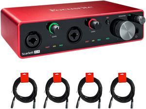Focusrite Scarlett 4i4 USB Audio/MIDI Interface (3rd Gen) Bundle with 4x XLR-XLR Cable