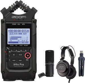 Zoom H4n Pro All Black 4-Track Portable Recorder (2020 Model) With Zoom  AD-14 AC Adapter, Windbuster, 16GB Memory Card & USB Cable Bundle