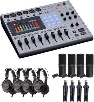 Zoom PodTrak P8 Portable Multitrack Podcast Recorder Bundle with 4x Zoom ZDM-1 Podcast Mic Pack