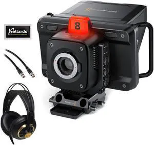 Blackmagic Design Studio Camera 4K G2 (CINSTUDMFT/G24PDFG2) Bundle with AKG K240 Studio Pro Headphones, Pearstone 50' SDI Video Cable, and Kellards 5-Pack Wipes