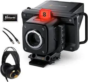 Blackmagic Design Studio Camera 6K Pro - EF Mount (CINSTUDMFT/G26PDK) Bundle with AKG K240 Studio Pro Headphones, Pearstone 50' SDI Video Cable, and Kellards 5-Pack Wipes