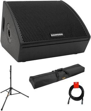Samson RSXM12A - 800W 2-Way Active Stage Monitor (12") Bundle with Auray Speaker Stand Bag 51", Auray SS-47S Speaker Stand, and XLR-XLR Cable