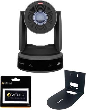 PTZOptics Link 4K SDI/HDMI/USB/IP PTZ Camera with 30x Optical Zoom (Gray) Bundle with HuddleCamHD Black HCM-1 Small Universal Wall Mount Bracket and Anti-Static Screen Cleaning Wipes