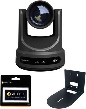 PTZOptics Link 4K SDI/HDMI/USB/IP PTZ Camera with 12x Optical Zoom (Gray) Bundle with HuddleCamHD Black HCM-1 Small Universal Wall Mount Bracket and Anti-Static Screen Cleaning Wipes