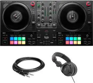 Hercules DJControl Inpulse T7 Bundle with Stereo 1/4" Male Phone to 1/4" Male Phone TRS Cable - 5' and Polsen HPC-A30 Studio Monitor Headphones