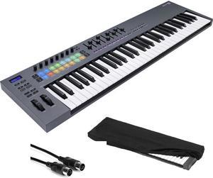 Novation FLkey 61 USB MIDI Keyboard Controller for FL Studio (61-Key) Bundle with Kaces Stretchy Keyboard Dust Cover and Hosa Mid-310 Midi cable 10'