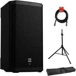 Electro-Voice ZLX-15P-G2 15" 2-Way 1000W Bluetooth-Enabled Powered Loudspeaker (Black) Bundle with Auray SS-4420 Steel Speaker Stand, Auray Speaker Stand Bag 51" and XLR Cable