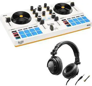 Hercules DJControl Mix Ultra DJ Controller with Protective Cover Bundle with Hercules HDP DJ45 Closed-Back, Over-Ear DJ Headphones