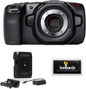 Blackmagic Design Pocket Cinema Camera 4K with Core SWX Powerbase Edge Battery & Screen Cleaning Wipes (5-Pack) Bundle