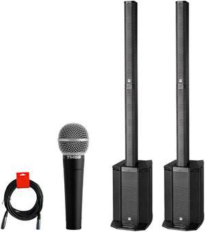HK AUDIO Polar 10 4-Channel Powered 2000-Watt Column Bluetooth PA System (Pair) with Superlux TM58 Vocal Mic & XLR Cable Bundle