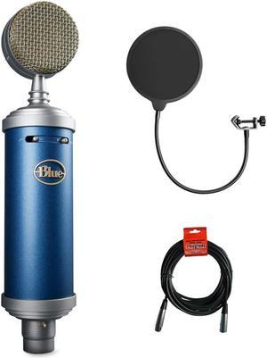 Blue Compass Premium Tube-Style Broadcast Boom Arm with Kellopy Pop Filter  & 20' XLR Cable Bundle