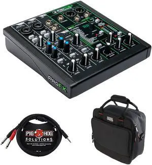 Mackie ProFX6v3 6-Channel Sound Reinforcement Mixer with Built-In FX, Gator Cases G-MIXERBAG-1212 Mixer Bag & Stereo Cable 10' Bundle