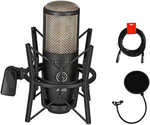 AKG Project Studio P220 Large Diaphragm Condenser Microphone with Pop Filter and XLR to XLR Cable Bundle