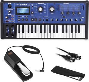 Novation MiniNova 37-Mini-Key Compact Synthesizer Bundle with Sustain Pedal, MIDI Cable & Dust Cover
