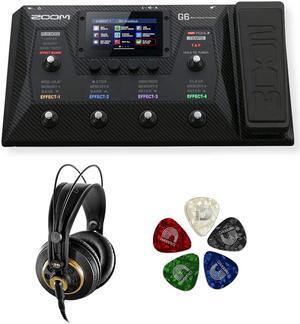 Zoom G6 Multi-Effects Processor Bundle with AKG K240 Studio Pro Headphone & 10-Pack Guitar Pick