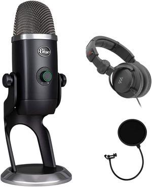 Blue Compass Premium Tube-Style Broadcast Boom Arm Bundle with Studio  Monitor Headphones, Pop Filter & XLR Cable 