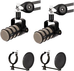 Rode PodMic Dynamic Podcasting Microphone (2-Pack) Bundle with 2x On-Stage PBPM-JBH Pop Blocker