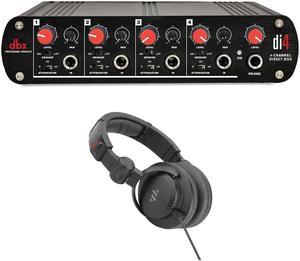 dbx DI4 4-Channel Active Direct Box and Line Mixer Bundle with Studio Monitor Pro Headphones