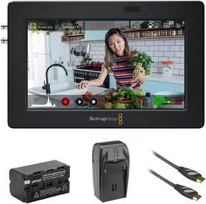 Blackmagic Design Video Assist 3G SDI/HDMI 7" Recorder Monitor Bundle with Lithium-Ion Battery Pack, AC/DC Charger, and 6' HDMI Cable