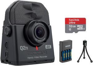 Zoom Q2n-4K Handy Video Recorder with 32GB Ultra Memory Card, Tabletop Tripod & Charger (4 AA NiMH Battery) Bundle