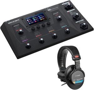 Zoom B6 Bass Multi-Effects Processor with 2-in/2-out USB Audio Interface for Electric Bass Bundle with Sony MDR-7506 Headphones
