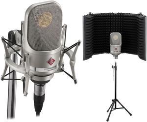 Neumann TLM 107 Studio Set Large-Diaphragm Multipattern Condenser Microphone with Shockmount (Nickel) Bundle with Auray RF-5P-B Reflection Filter and Reflection Filter Tripod Mic Stand