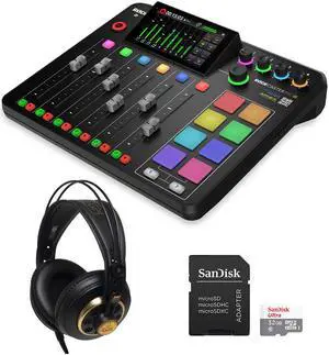 Rode Rodecaster Pro II Podcast Production Console Bundle with AKG K240 Studio Over-Ear Pro Headphones and 32GB Memory Card