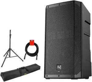 Electro-Voice ELX200-12P 12" 1200W 2-Way Powered Loudspeaker Bundle with  Auray 51" Speaker Stand Bag, Steel Speaker Stand and XLR-XLR Cable