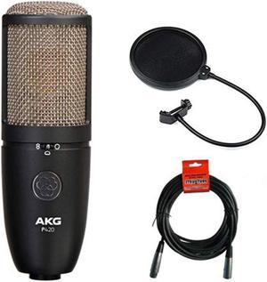 AKG Project Studio P420 Multi-Pattern Large Diaphragm Condenser Microphone with Pop Filter & 20' XLR Cable