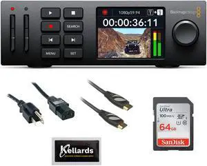 Blackmagic Design HyperDeck Studio HD Mini Bundle with 64GB Ultra SDXC Memory Card, PC Power Cord, HDMI Cable and Screen Cleaning Wipes (5-Pack)