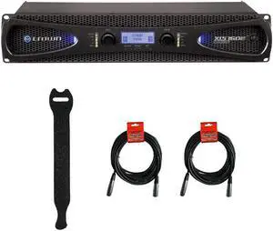 Crown Audio XLS 1502 Two-channel Stereo Power 525W at 4 Ohm Amplifier with Fastener Straps & 2x XLR Cable Bundle