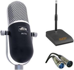 Heil Sound PR 77D Large-Diaphragm Dynamic Microphone (Black) with TT-ISO Isolating Desktop Microphone Stand and XLR-XLR Cable