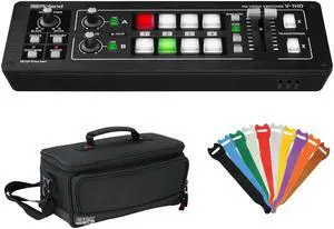 Roland V-1HD Portable 4 x HDMI Input Switcher with Padded Mixer Bag & 0.5 x 6 Touch Fastener Straps Bundle