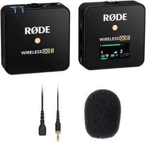 Rode Wireless GO II Single Compact Digital Wireless Microphone System and Recorder (WIGOIIS) Bundle with Rode Lavalier II Omnidirectional Lavalier Mic and 3-Pack Foam Windscreen