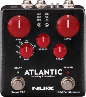 NUX Atlantic NDR5 Multi Delay and Reverb Effect Pedal with Inside Routing and Secondary Reverb Effects