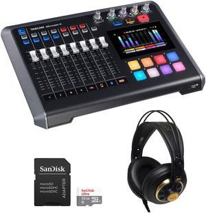 Tascam Mixcast 4 Podcast Station with Built-in Recorder/USB Audio Interface (MIXCAST4) Bundle with AKG K240 Studio Pro Stereo Headphones and 32GB 
microSDHC Memory Card
