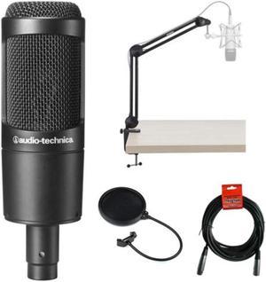 Audio-Technica AT2035 Cardioid Condenser Microphone with MBA38 Microphone Boom Arm, Pop Filter and XLR-XLR Cable