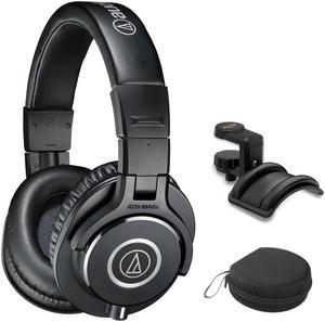 Audio-Technica ATH-M40x Closed-Back Monitor Headphones Bundle with Auray Headphones Holder and Headphones Case