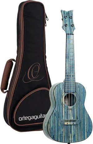 Ortega Guitars, 4-String Bamboo Series All Solid Concert Ukulele w/Bag, Right-handed, Stone Washed, (RUSWB-CC)