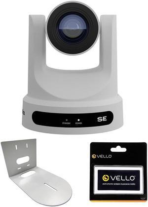 PTZOptics Move SE SDI/HDMI/USB/IP PTZ Camera with 30x Optical Zoom (White) Bundle with HuddleCamHD (White)HCM-1 Small Universal Wall Mount Bracket and Anti-Static Screen Cleaning Wipes