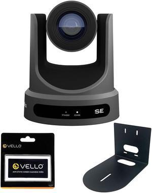 PTZOptics Move SE SDI/HDMI/USB/IP PTZ Camera with 30x Optical Zoom (Gray) Bundle with HuddleCamHD Black HCM-1 Small Universal Wall Mount Bracket and Anti-Static Screen Cleaning Wipes