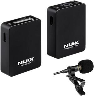 NUX B-10 Vlog Camera Wireless Microphone System for Vlog Shooting, Live broadcasts Bundle with Lavalier Lapel Microphone Omnidirectional Mic