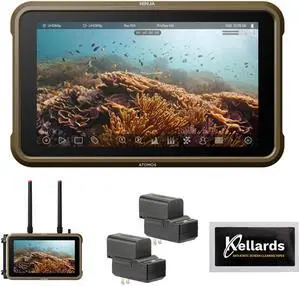 Atomos Ninja 5.2" 4K HDMI Recording Monitor Bundle with Atomos CONNECT for Ninja V and Ninja V+, Genaray 2x NP-F770 4400mAh Batteries and 2x Compact Chargers Kit and Anti-Static Screen Cleaning Wipes