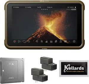 Atomos Ninja Ultra 5.2" 4K HDMI Recording Monitor Bundle with Angelbird AtomX SSDmini (1TB), Genaray 2x NP-F770 4400mAh Batteries & 2x Compact Chargers Kit and Anti-Static Screen Cleaning Wipes