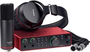 Focusrite Scarlett 2i2 Studio 4th Gen USB-C Audio Interface Bundle for the Songwriter with Condenser Microphone and Headphones for Recording, Streaming, and Podcasting